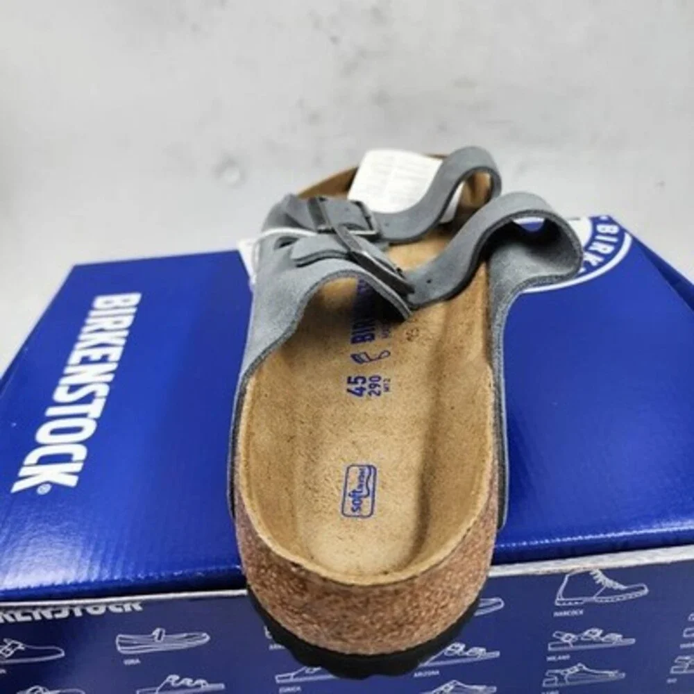 BIRKENSTOCK Arizona Soft Footbed Adjustable Straps Slides Men's 12M Basalt Grey